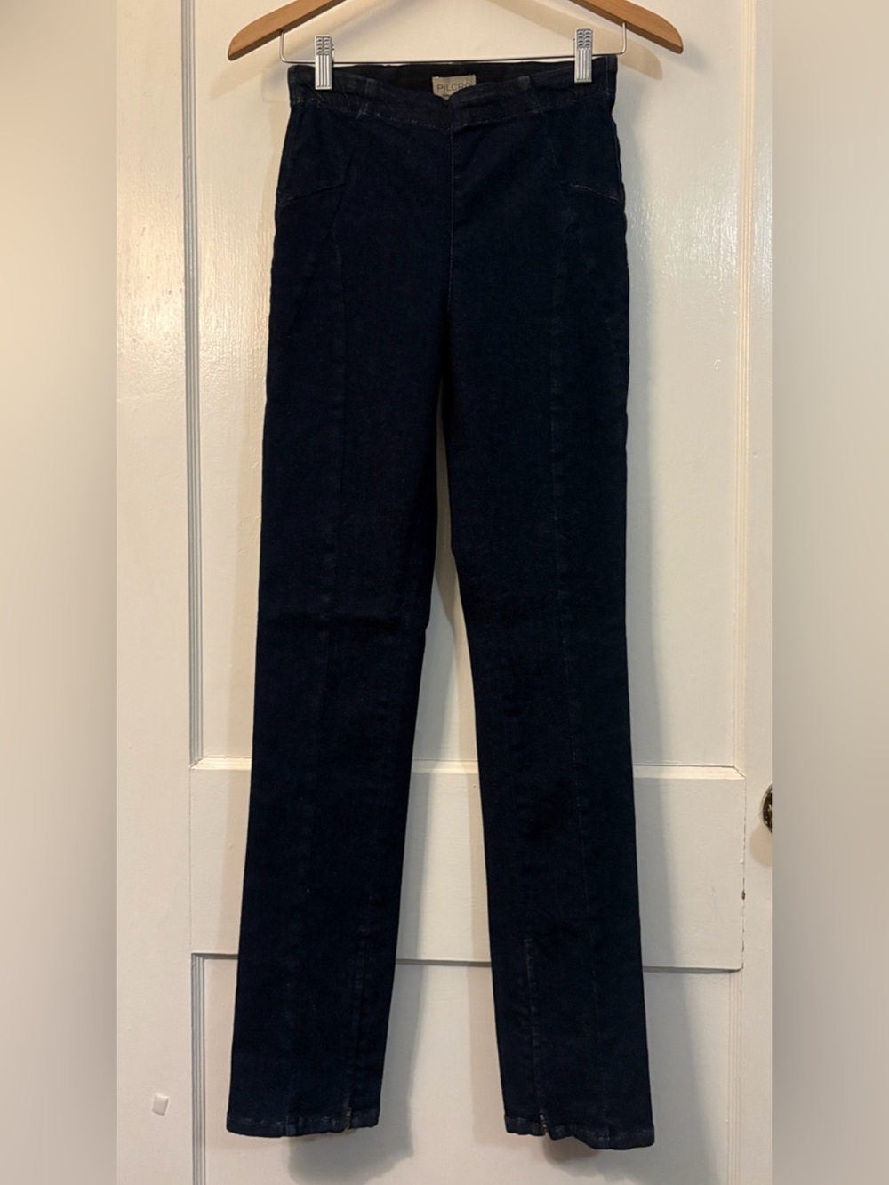 Pilcro High-Rise Seamed Straight-Leg Jeans Anthropologie Deep Indigo Size 26